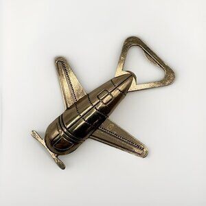 Retro Airplane Jet Brass Bottle Opener MCM Pilot